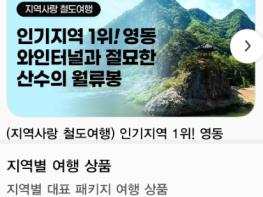 영동군, ‘지역사랑 철도여행’ 관광상품 판매 1위 달성 기사 이미지