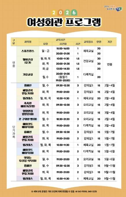 보은군, 여성회관 2차 단기 교육과정 수강생 모집 기사 이미지