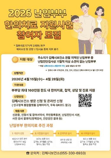 김해시, 난임부부 한의치료 지원사업 참여자 모집 기사 이미지
