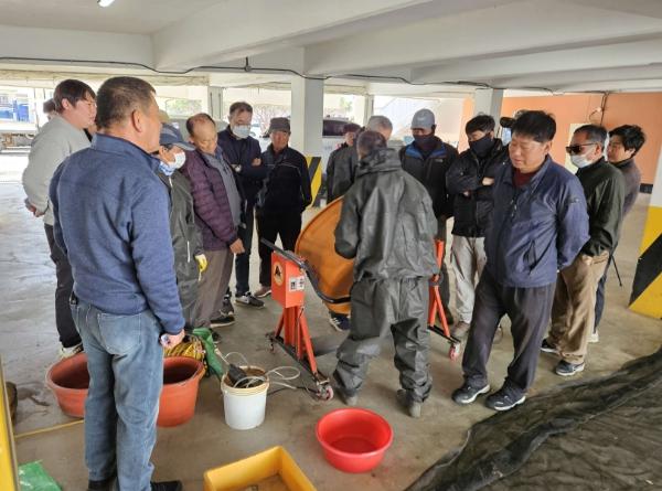 서천군, 벼 직파재배 종자 철분코팅 시연회 개최 기사 이미지