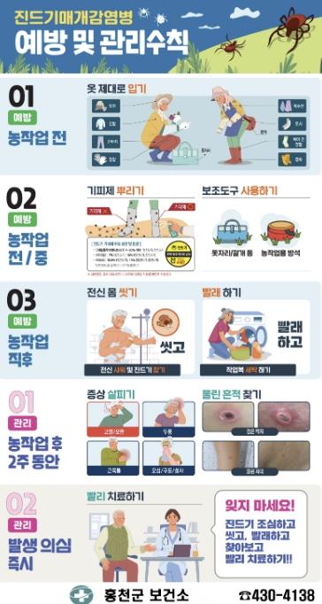 봄철 진드기 활동 시작, 진드기 조심하세요...홍천군보건소, 봄철 진드기 매개 감염병 예방 수칙 준수 당부 기사 이미지