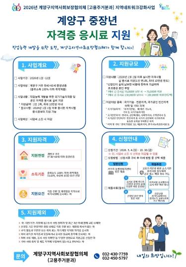 계양구지역사회보장협의체 고용주거분과, ‘중장년 자격증 응시료 지원’ 사업 추진 기사 이미지