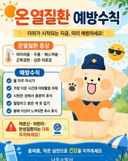 나주소방서, 이른 무더위 온열질환 예방수칙 준수 당부