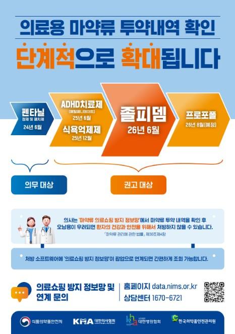 식약처, 의료용 마약류 졸피뎀 처방할 때 투약내역 확인하세요