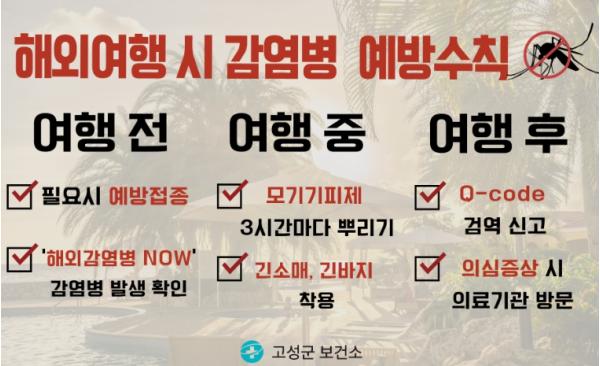 고성군 해외여행 전 모기매개감염병 예방수칙 확인하세요