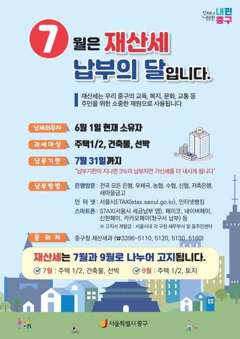 서울 중구, 7월 재산세 '695억원' 고지…31일까지 납부 잊지 마세요 기사 이미지