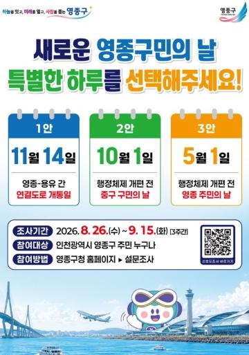 “영종구 구민의날, 구민 손으로 정한다” 구민 설문조사 실시 기사 이미지