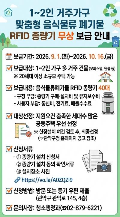 '조금씩, 바로바로 배출' 관악구, 1인 가구 밀집 주거지에 RFID 종량기 무상 지원 기사 이미지