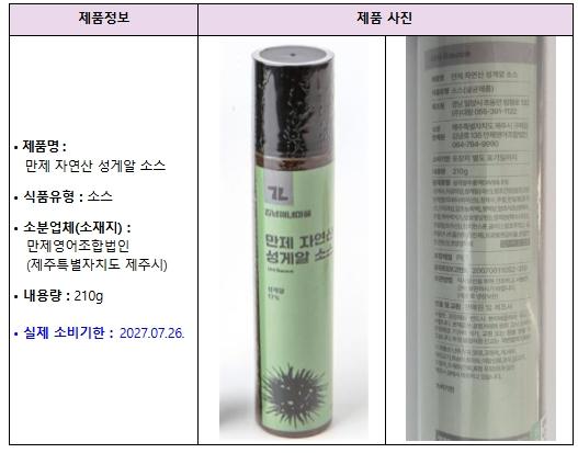 식품의약품안전처, 소비기한 미표시 소스 회수 조치